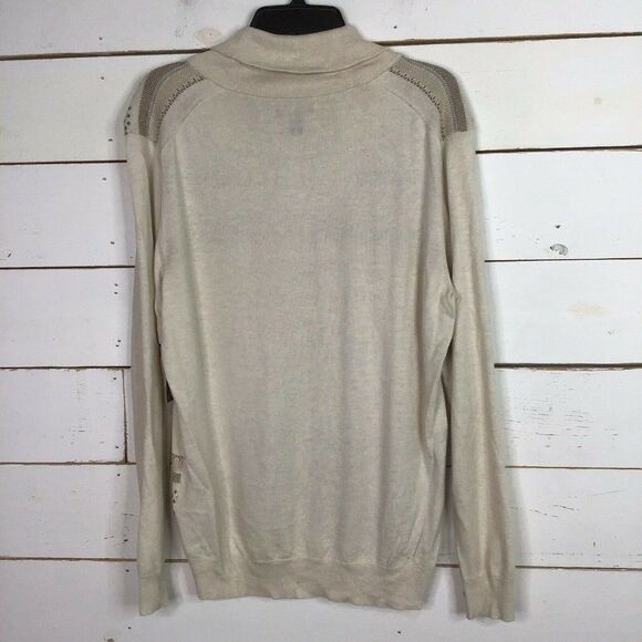 New Tasso Elba Cardigan Sweater Geo Stripe Winter White Men's Small - Picture 2 of 6